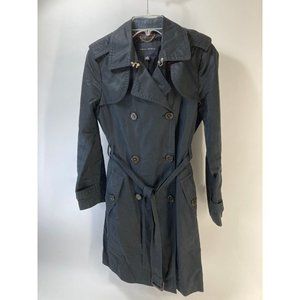 Banana Republic Sz S Women's Black Double Breasted Trench Coat Belted